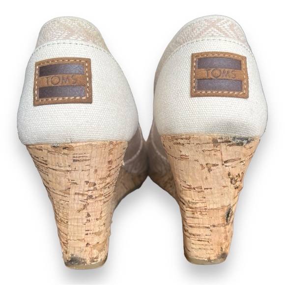 Toms Stella Open Toe Wedges in Natural Yarn Dye Diamond Pattern - Picture 5 of 12